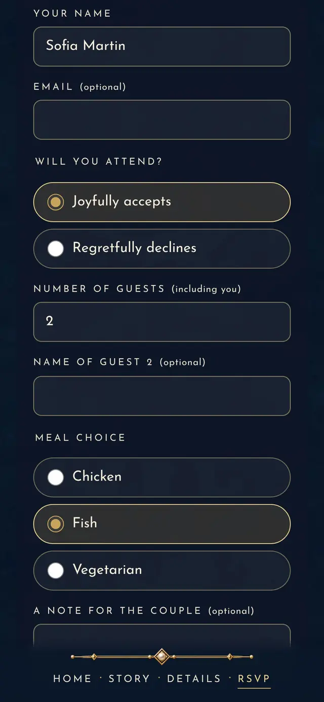 Art Deco Black-Tie: Reply form (demo content)