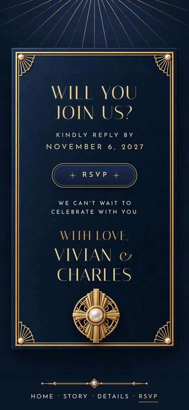 Art Deco Black-Tie: RSVP page with demo content