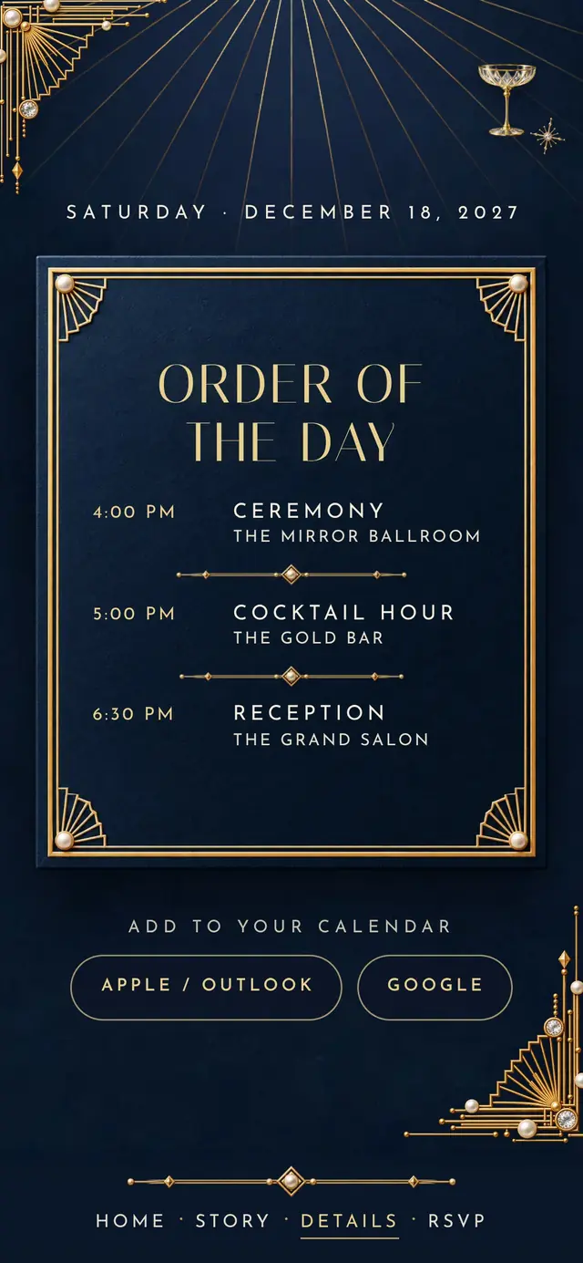 Art Deco Black-Tie: Schedule (demo content)