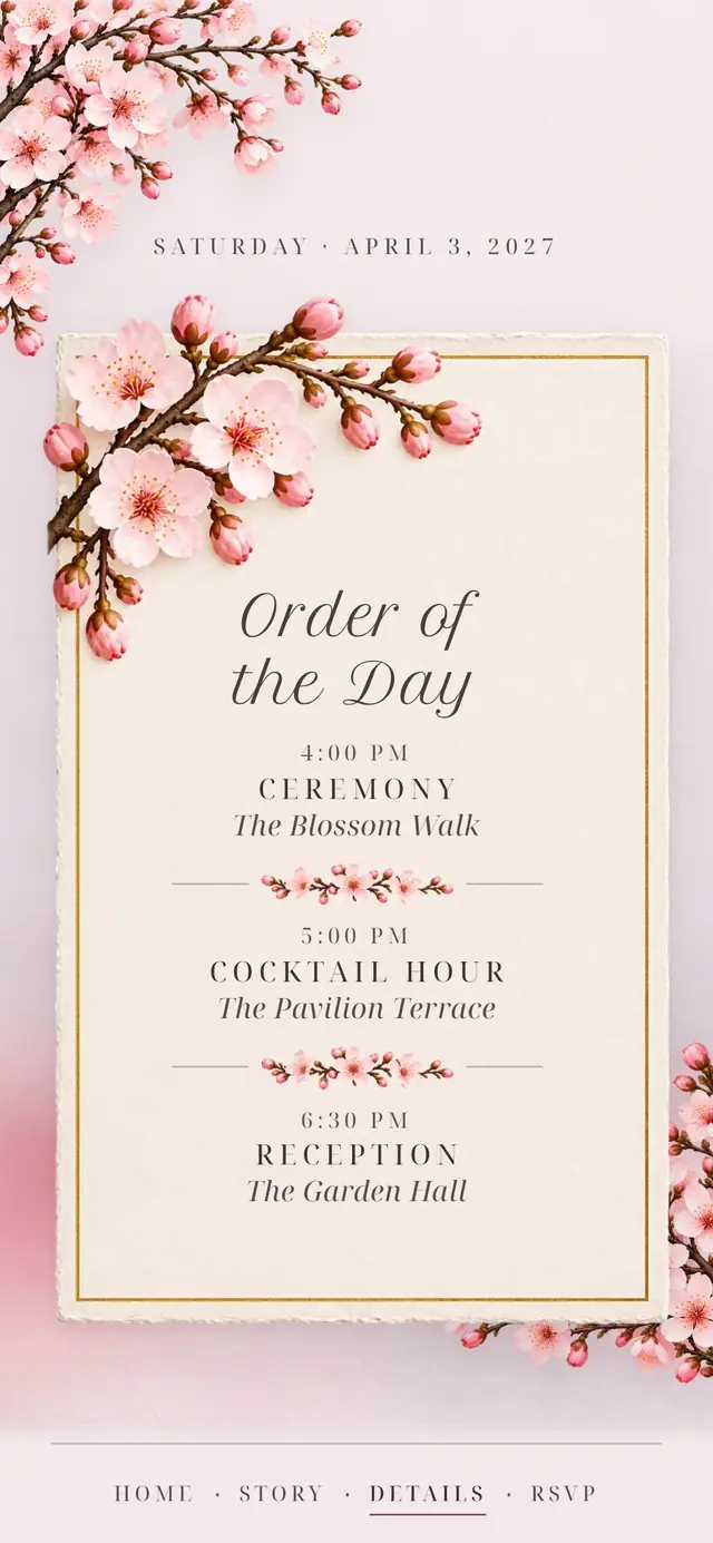 Cherry Blossom Spring: Details page with demo content