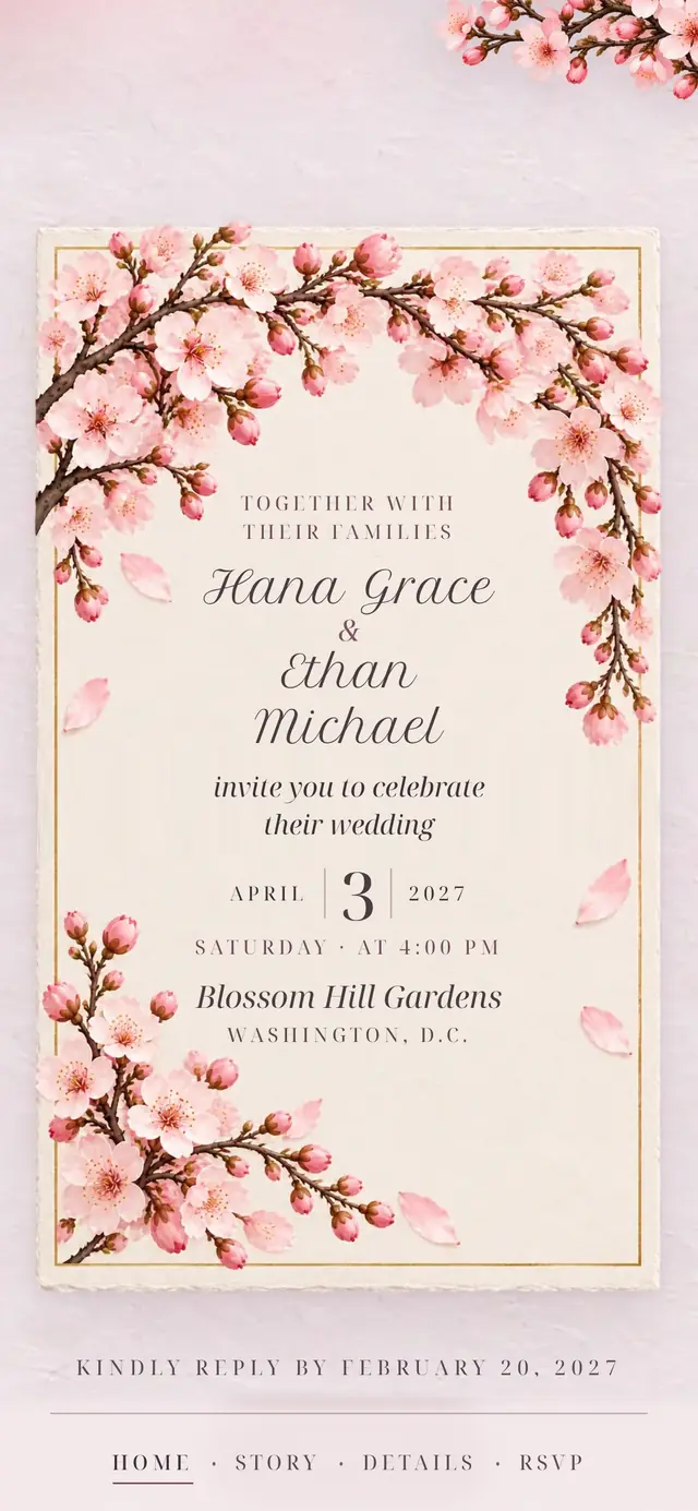 Cherry Blossom Spring: Invitation card (demo content)