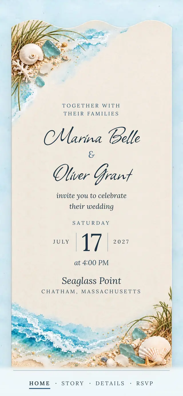 Coastal Seaside: Invitation card (demo content)