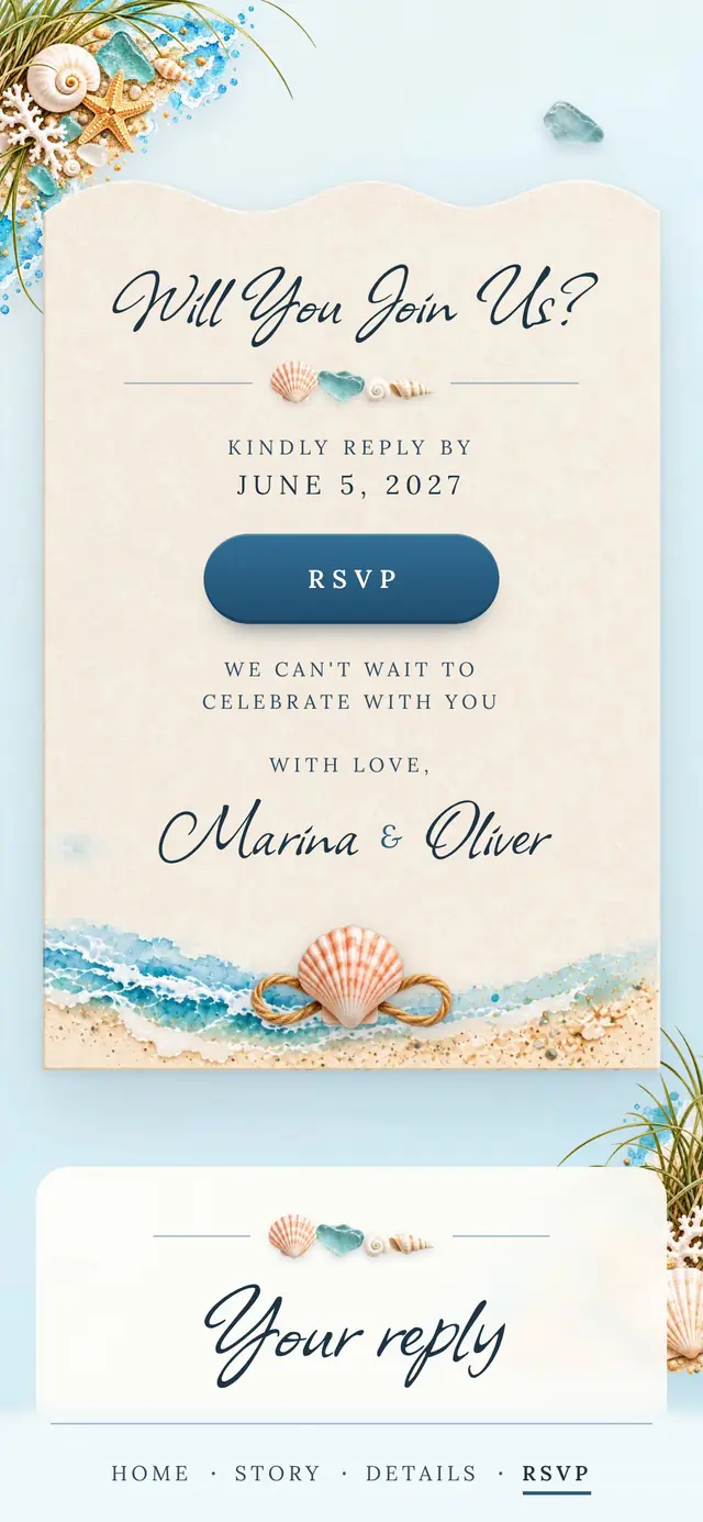 Coastal Seaside: RSVP page with demo content