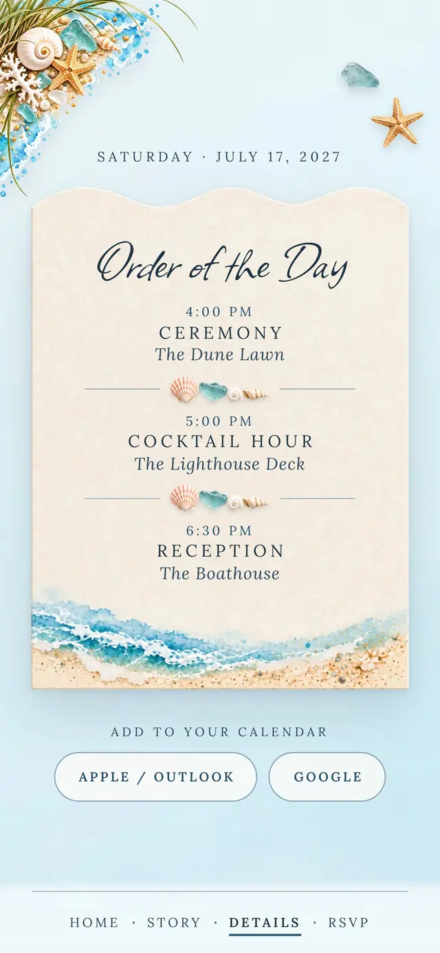 Coastal Seaside: Schedule (demo content)
