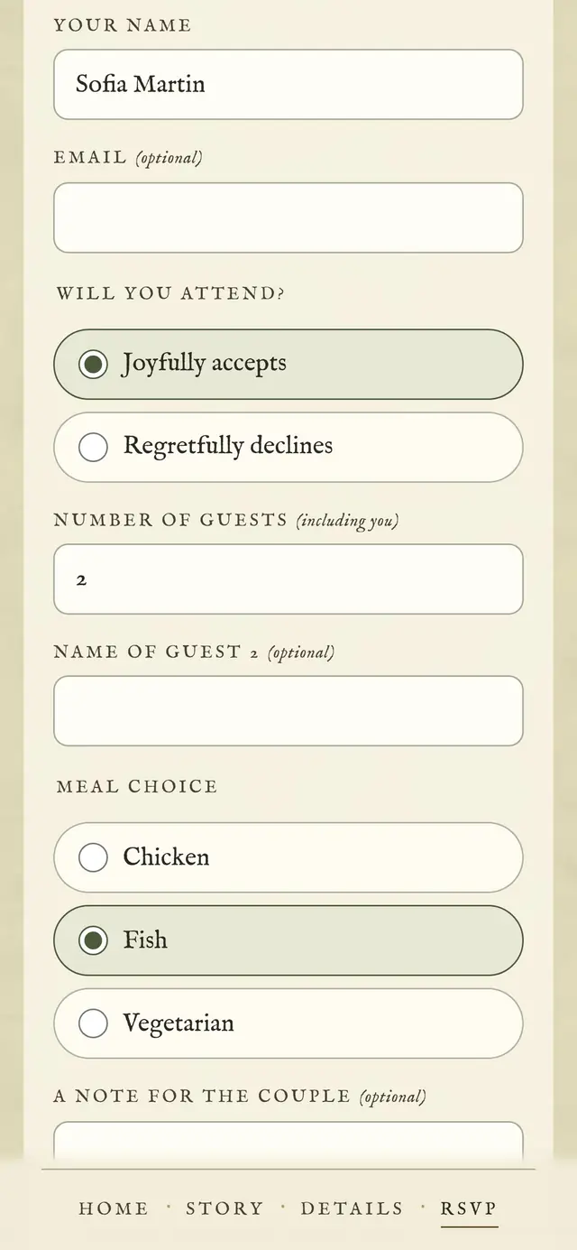 Enchanted Forest Storybook: Reply form (demo content)