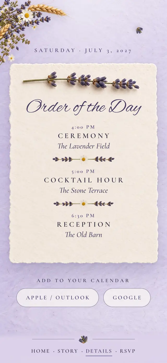 Lavender Provence: Schedule (demo content)