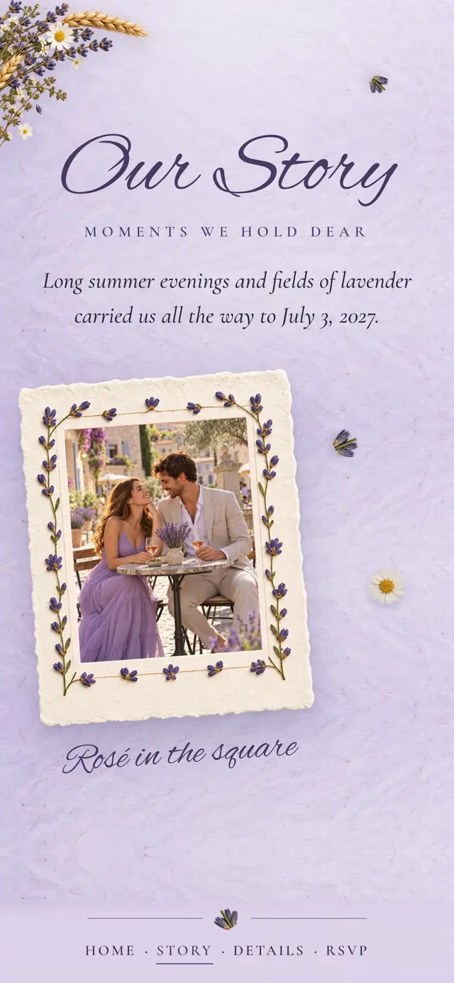 Lavender Provence: Our Story page with demo content