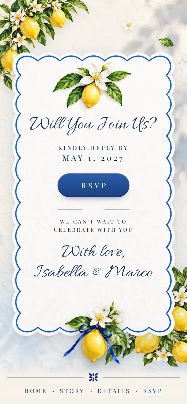 Mediterranean Lemon: RSVP page with demo content
