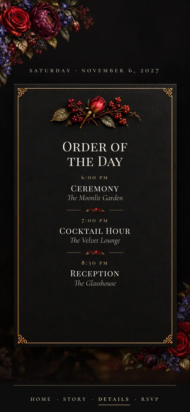 Midnight Garden: Details page with demo content