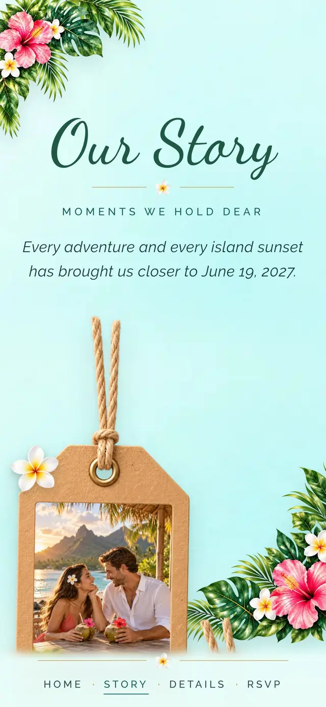 Tropical Destination: Seite Unsere Story mit Demo-Inhalten