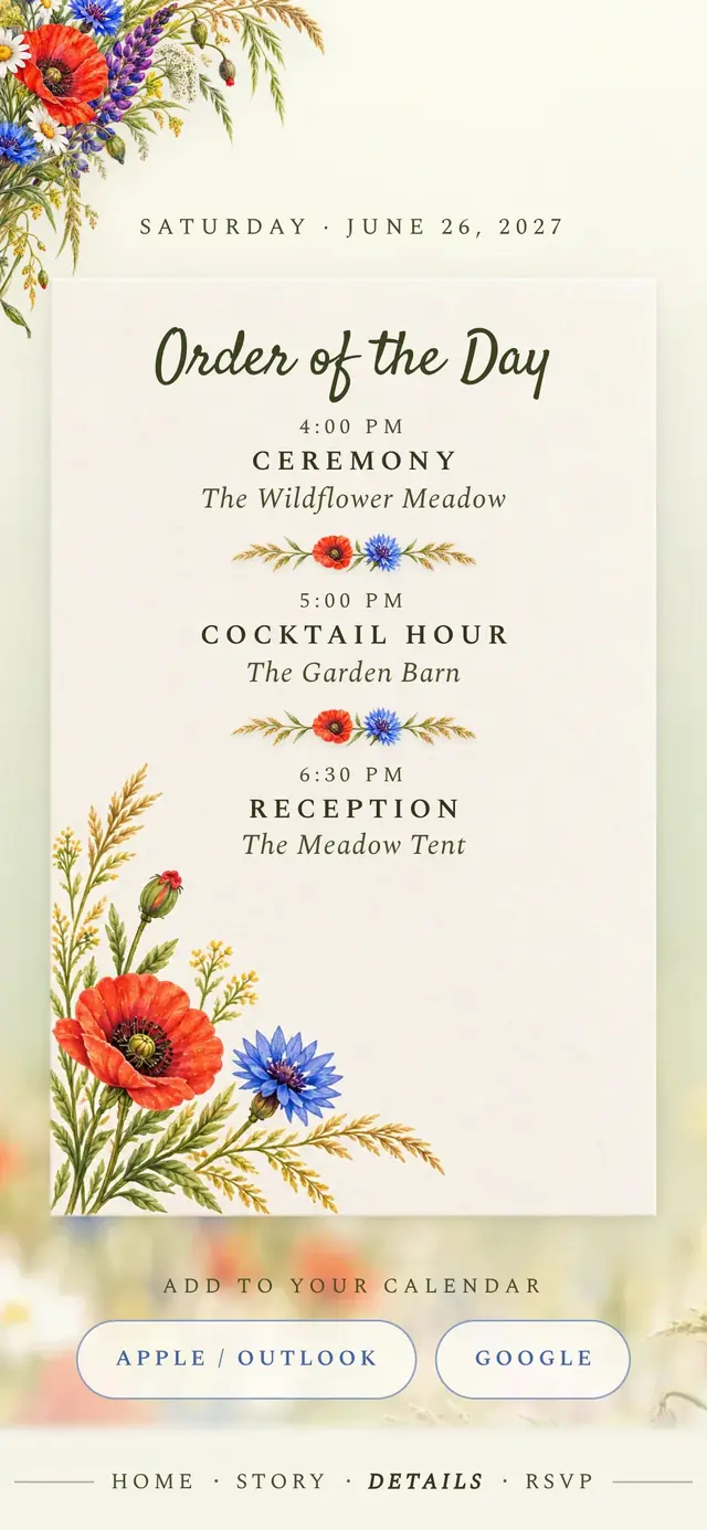 Wildflower Meadow Vellum: Details page with demo content