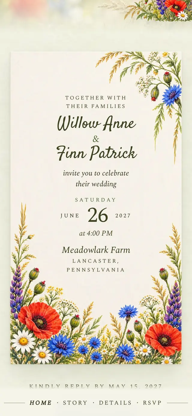 Wildflower Meadow Vellum: Invitation card (demo content)