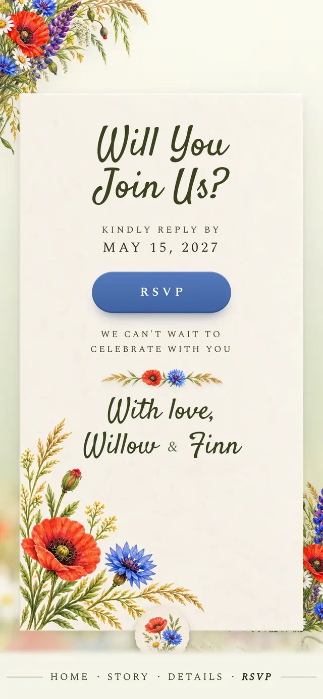 Wildflower Meadow Vellum: RSVP page with demo content