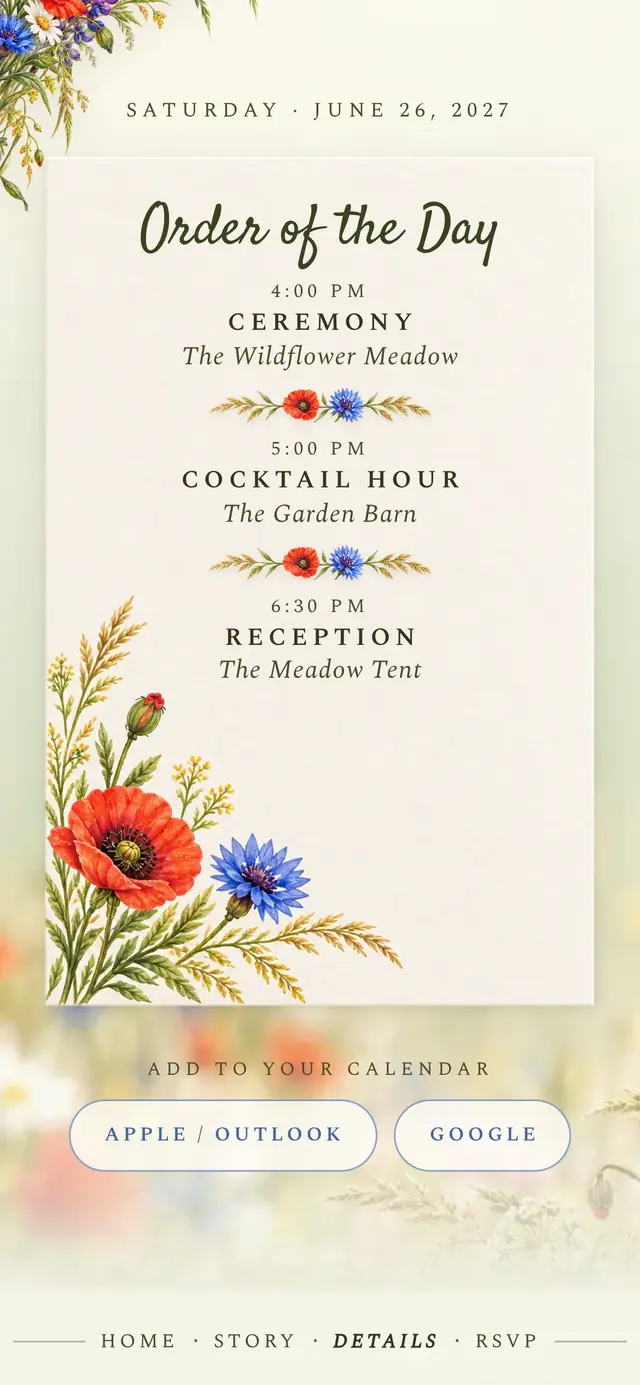 Wildflower Meadow Vellum: Schedule (demo content)